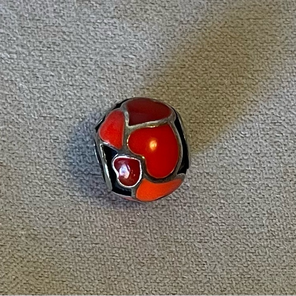 Pandora Red and Orange Hearts Charm